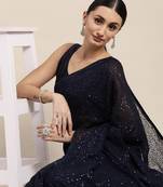 Sequence Work Georgette Saree With Lace Border  With Blouse