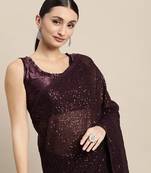 Sequence Work Georgette Saree With Lace Border  With Blouse