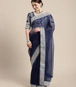 Organza Silk Blend Saree With  Embroidered Border With Blouse