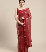Sequence Work Georgette Saree With Lace Border  With Blouse