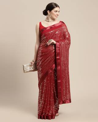 Sequence Work Georgette Saree With Lace Border  With Blouse 3