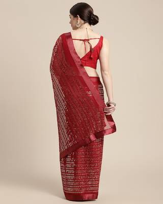 Sequence Work Georgette Saree With Lace Border  With Blouse 4