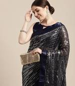 Sequence Work Georgette Saree With Lace Border  With Blouse