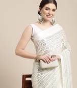 Sequence Work Georgette Saree With Lace Border  With Blouse