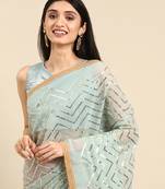 Georgette Saree With  Lace Border With Blouse