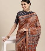 Soft Silk Blend Saree With Printed Border With Blouse