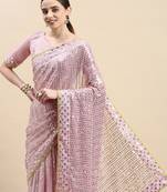 Sequence Work Georgette Saree With Embroidered Border With Blouse