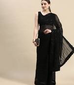 Sequence Work Georgette Saree With Embroidered Border With Blouse