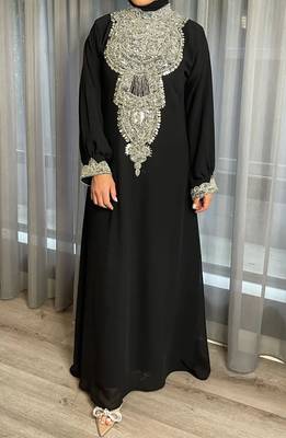 Sale Royal Fashion Dubai Beaded Kaftan Abaya Party African Clothing Crystal Fancy Work New Collection Dresses 1