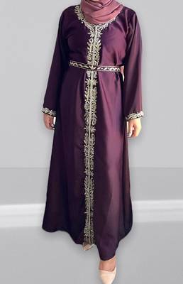 Sale!! Wine Royal Fashion African Attire Bridesmaid Abaya Long Wedding Dubai Moroccan Kaftan Dresses 1