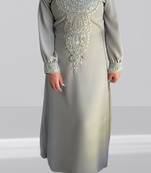 Sale Light-Grey Royal-Dubai Beaded Kaftan Arabian Plus Size Abaya Party Fancy Clothing stylish Dress