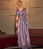 Purple Kanvi silk bland banarasi style soft saree with Blouse