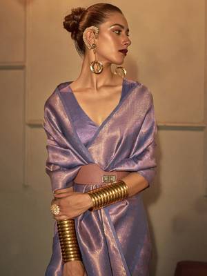 Purple Kanvi silk bland banarasi style soft saree with Blouse 2