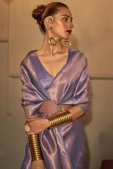Purple Kanvi silk bland banarasi style soft saree with Blouse