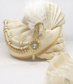 OFFWHITE GOLD PRINT WEDDING SAFA TURBAN