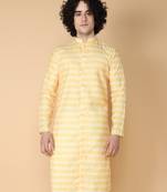 Tabard Yellow printed cotton kurta
