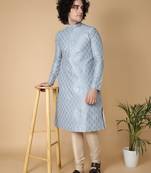 Tabard Blue embroidered silk blend kurta