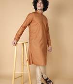 Tabard Yellow printed cotton kurta