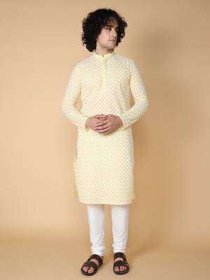 Tabard Yellow plain cotton kurta 2