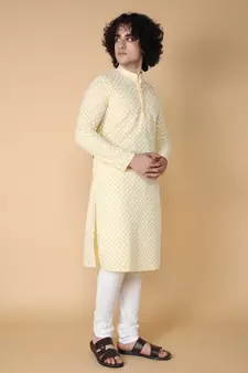 Tabard Yellow plain cotton kurta