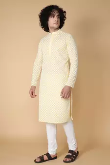 Tabard Yellow plain cotton kurta