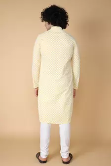 Tabard Yellow plain cotton kurta