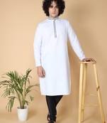 Tabard White plain cotton kurta