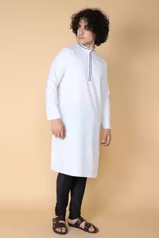 Tabard White plain cotton kurta
