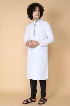 Tabard White plain cotton kurta