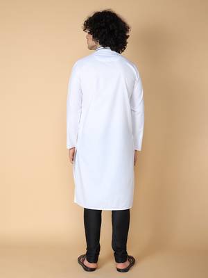 Tabard White plain cotton kurta 5