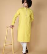 Tabard Yellow plain cotton kurta