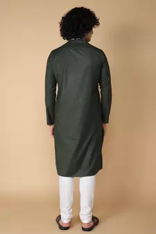 Tabard Green plain cotton kurta