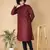 Tabard Maroon plain cotton kurta