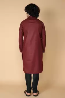 Tabard Maroon plain cotton kurta