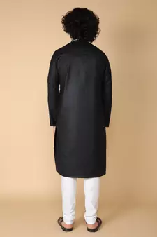 Tabard Black plain cotton kurta