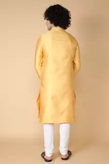 Tabard Yellow embroidered jacquard kurta