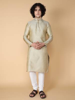 Tabard Grey embroidered jacquard kurta 2
