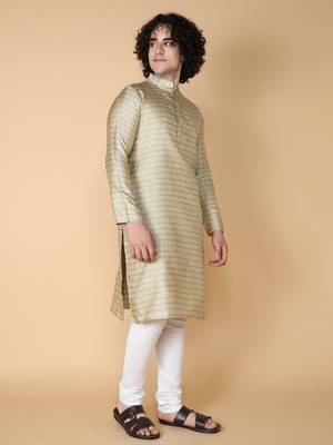 Tabard Grey embroidered jacquard kurta 3