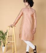 Tabard Red embroidered jacquard kurta