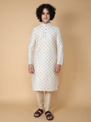 Tabard White printed cotton kurta 2