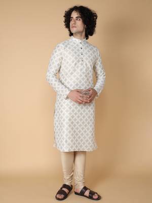 Tabard White printed cotton kurta 3