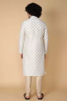 Tabard White printed cotton kurta