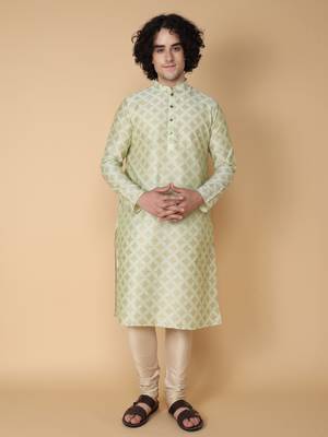 Tabard Green printed cotton kurta 2