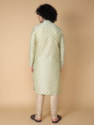 Tabard Green printed cotton kurta 5