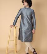 Tabard Grey printed cotton kurta