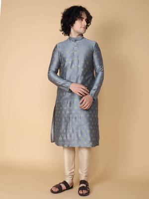 Tabard Grey printed cotton kurta 2