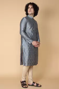Tabard Grey printed cotton kurta