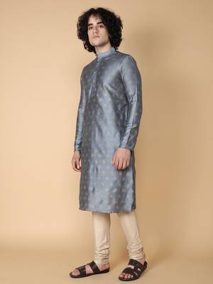 Tabard Grey printed cotton kurta 4