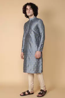 Tabard Grey printed cotton kurta