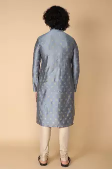 Tabard Grey printed cotton kurta